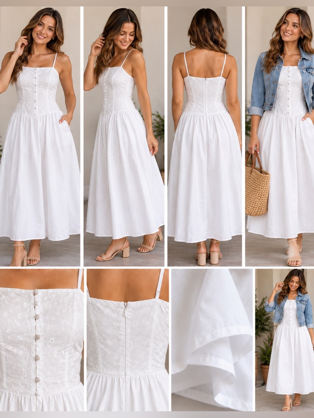 Wild Fable White Eyelet Maxi Dress Button Front NWT